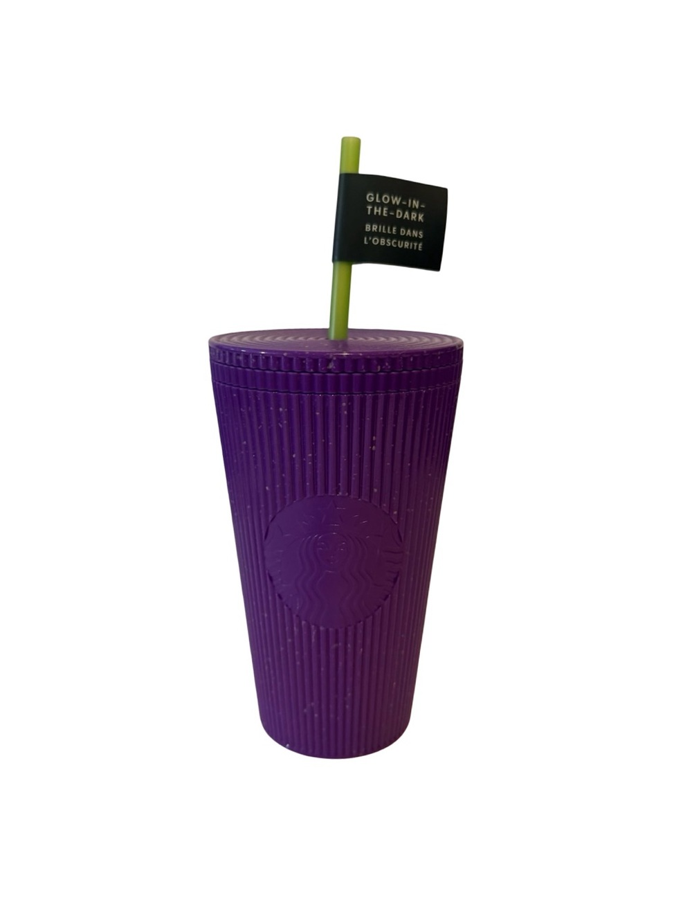 Brand New Starbucks Purple Glow-in-the-Dark Ribbed Tumbler with Straw
